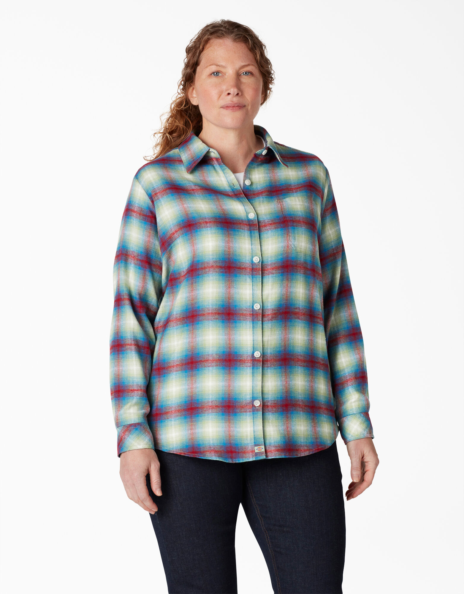 Dickies Womens Long-Sleeve Plaid Flannel Shirt 